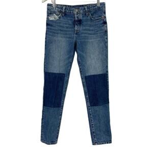 Lucky Brand Sienna Slim Crop Jeans 00/24 Womens 28x27 Distressed Knee Patches